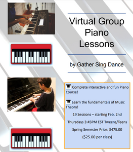 19 classes of All In One Piano Fun Group Class (Tweens/Teens Thursdays @ 345PM EST) Save over 16% Paid In Full